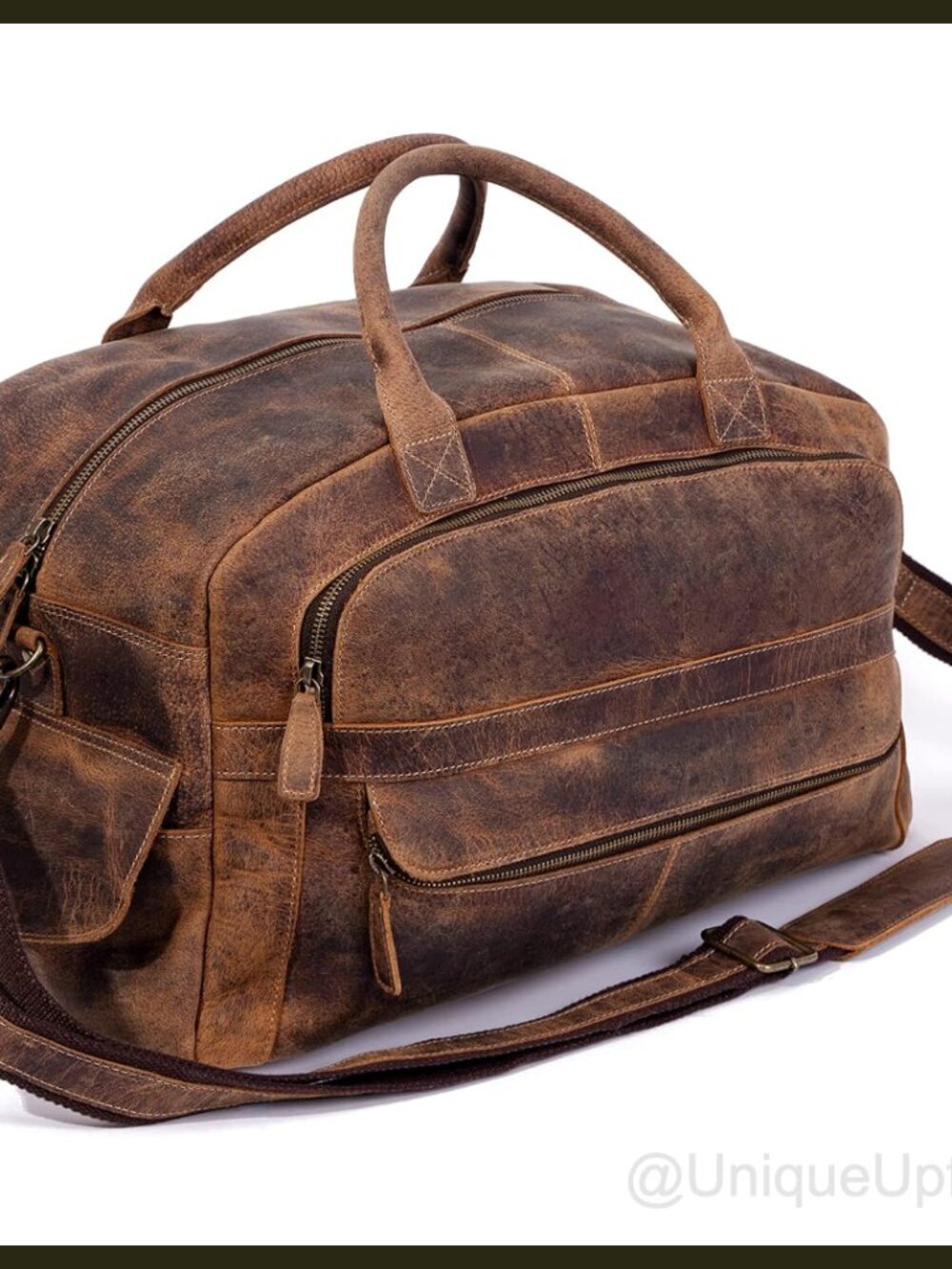 Full Grain Leather Travel Duffle Bag Weekender Gym Overnight